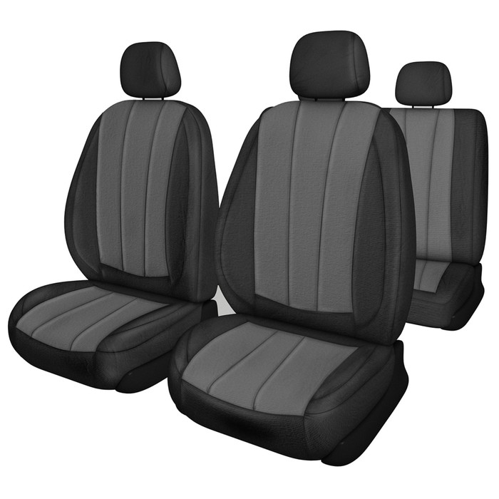 Чехлы сиденья TOYOTA RAV-4 2013-2019 SUV(XA40), жаккард, 15 предм., Skyway Черный/Серый