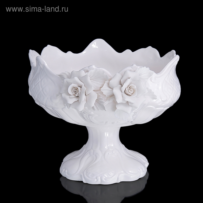 Ваза для фруктов White Rose, белая, 22 × 22 × 30 см - Фото 1