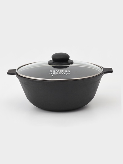 Котел литой Magma, 3 л, стеклянная крышка, чугун