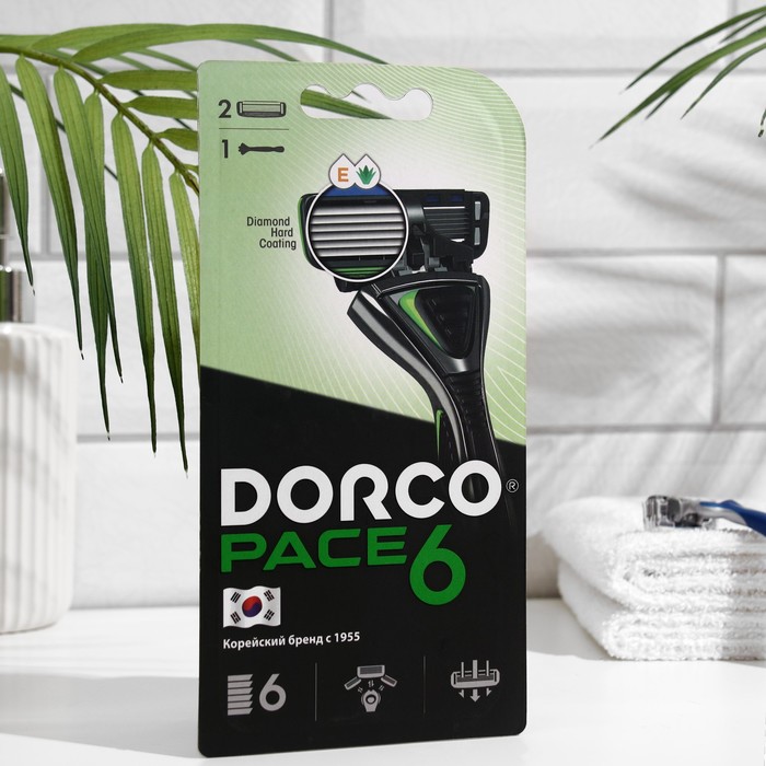 Станок для бритья Dorco Pace 6 + 2 кассеты, 6 лезвий, плавающая головка - Фото 1