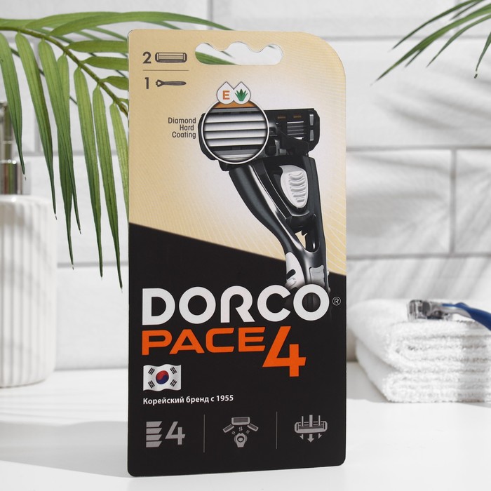 Станок для бритья Dorco Pace4 + 2 кассеты, 4 лезвия, плавающая головка - Фото 1