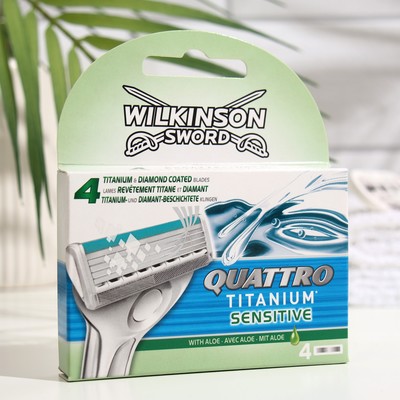 Сменные кассеты для бритья Wilkinson Sword QUATTRO TITANIUM Sensitive, 4 лезвия, 4 шт. - Фото 1