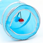 Туннель для кошек с 2 игрушками, 120 х 25 см, голубой - Фото 3