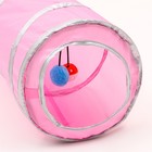 Туннель для кошек с 2 игрушками, 120 х 25 см, розовый - Фото 3