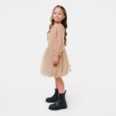 Платье нарядное для девочки KAFTAN, бежевое, рост 86-92 см