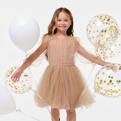 Платье нарядное для девочки KAFTAN, бежевое, рост 86-92 см