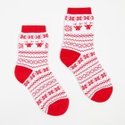Носки махровые, цвет белый/красный, размер 23-25 (комплект 6 шт) - фото 33625453