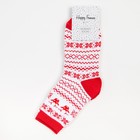 Носки махровые, цвет белый/красный, размер 23-25 (комплект 6 шт) - фото 33625456