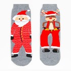 Носки махровые «Дед мороз и олень», цвет серый, размер 25-27 - фото 9943282