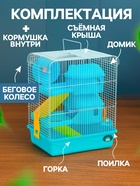 Клетка для грызунов «Пижон», 31×24×40 см двухэтажная. с наполнением, голубая - Фото 2