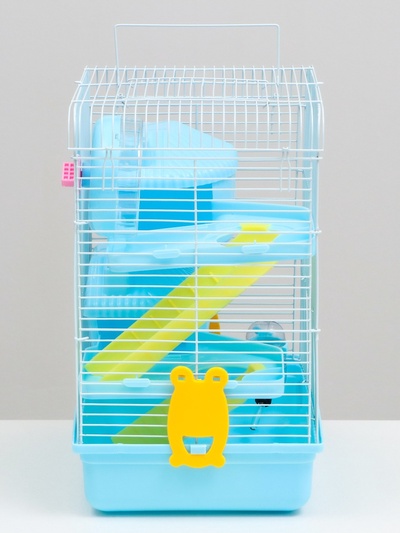 Клетка для грызунов «Пижон», 31×24×40 см двухэтажная. с наполнением, голубая