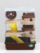 Клетка для грызунов «Пижон», 31×24×40 см двухэтажная. с наполнением, коричневая - Фото 4