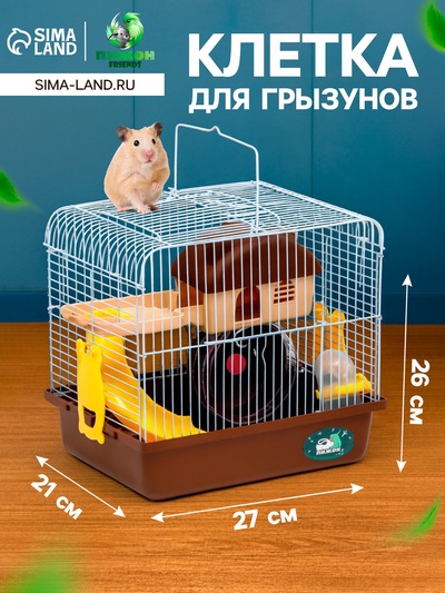 Клетка для грызунов «Пижон», 27×21×26 см укомплектованная, коричневая