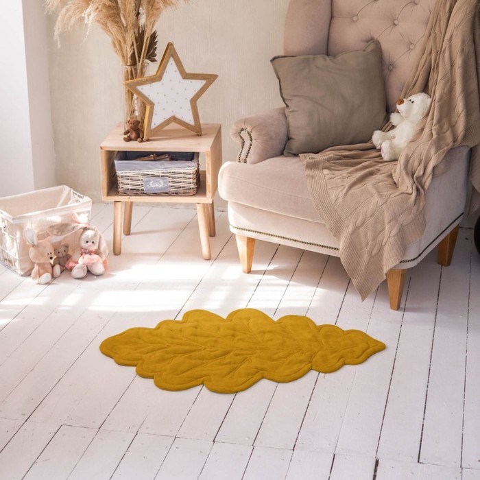 Декоративный детский коврик-покрывало «Ливз», размер 70х110 см, цвет желтый