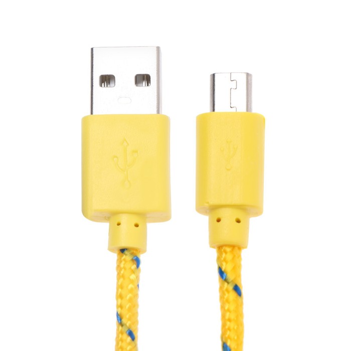 Кабель OXION DCC288, microUSB - USB, зарядка + передача данных, 1 м, оплетка, желтый - фото 51457164