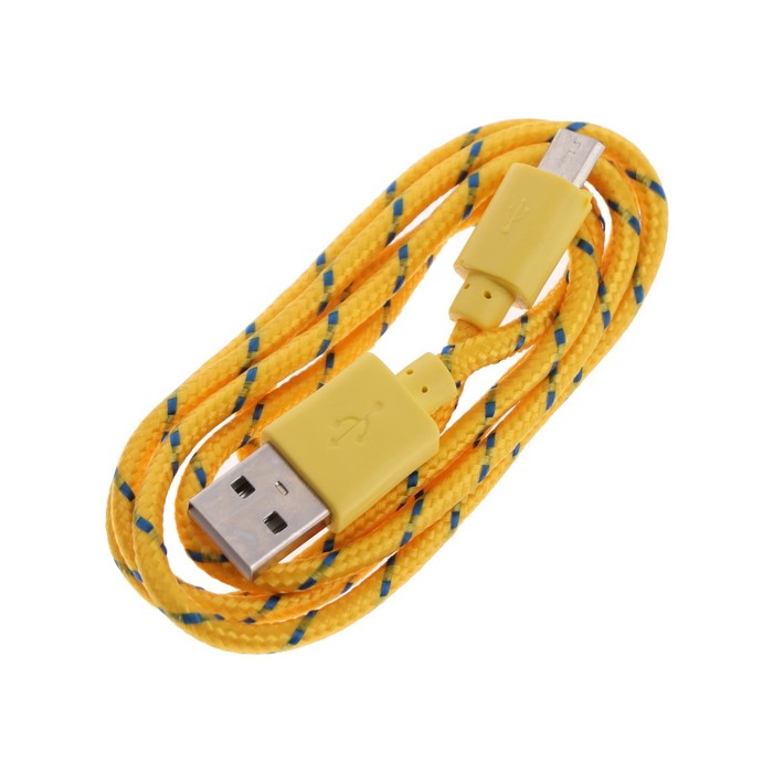 Кабель OXION DCC288, microUSB - USB, зарядка + передача данных, 1 м, оплетка, желтый - фото 1906070098