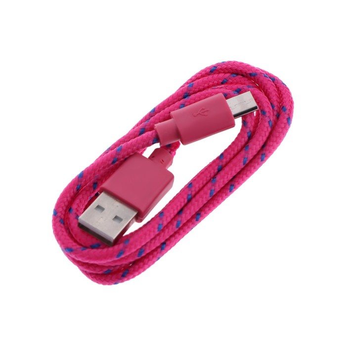 Кабель OXION DCC288, microUSB - USB, зарядка + передача данных, 1 м, оплетка, розовый - фото 1906070103