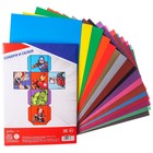 Набор "Мстители" А4: 10л цветного одностороннего картона + 16л цветной двусторонней бумаги - фото 9679814