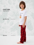 Пижама новогодняя детская: футболка, брюки, KAFTAN: Family, бело-красная, рост 86-92 см - Фото 2