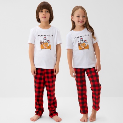 Пижама детская KAFTAN: Family, бело-красная, размер 32 (110-116 см)