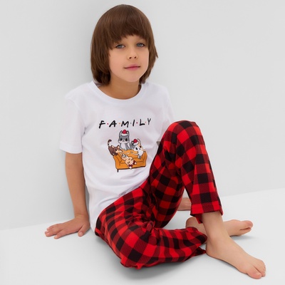 Пижама детская KAFTAN: Family, бело-красная, размер 32 (110-116 см)
