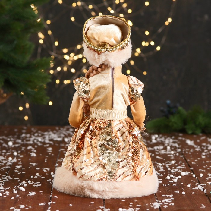 Снегурочка "Платье с пайетками" двигается, 30 см, золото - фото 1927976139