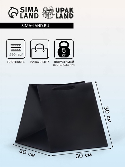 Пакет для торта и коробок, с широким дном, черный, 30×30×30 см