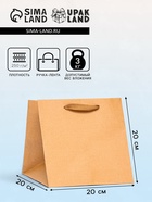 Пакет для торта и коробок, с широким дном, крафт, 20×20×20 см - Фото 1