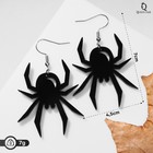 Серьги акрил «Хэллоуин» паук, цвет чёрный в серебре - фото 24103286