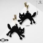 Серьги акрил "Хэллоуин" коты с молнией, цвет чёрный в золоте - фото 9944892