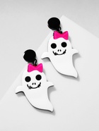 Серьги акриловые «Привидение» с бантиком, цвет бело-розовый в чёрном металле - Фото 4