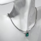 Колье «Драгоценность» квадрат, бело-зелёное в серебре, 36 см - Фото 1