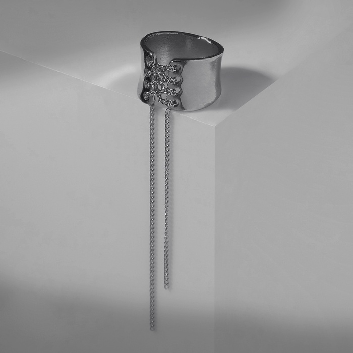 Кольцо «Корсет» со шнуровкой, цвет серебро, безразмерное