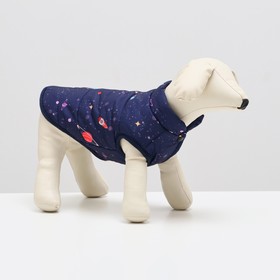 Куртка для собак "Космос", размер L, темно-синяя (ДС 35, ОШ 32, ОГ 44 см)