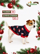 Толстовка для собак «Новогодний колпак», размер M, синяя (ДС 32, ОШ 28, ОГ 46 см) - Фото 1