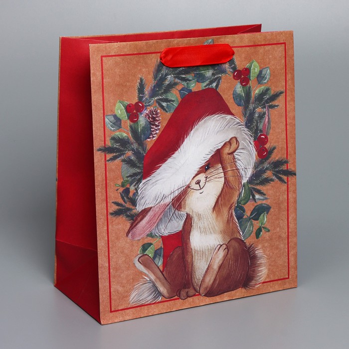 Пакет крафтовый вертикальный «С праздником», ML 23 × 27 × 11,5 см