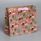 Пакет крафтовый горизонтальный «Новогодние подарочки», ML 27 × 23 × 11,5 см - Фото 3
