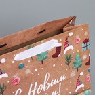 Пакет крафтовый горизонтальный «Новогодние подарочки», ML 27 × 23 × 11,5 см - Фото 4