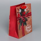 Пакет крафтовый вертикальный «К тебе с подарком», MS 18 × 23 × 10 см - фото 9587603