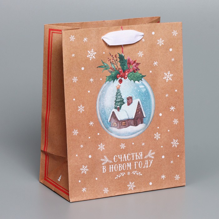 Пакет крафтовый вертикальный «Snow», MS 18 × 23 × 10 см - Фото 1