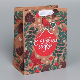 Пакет крафтовый вертикальный «Новогоднее мгновение», MS 18 × 23 × 10 см