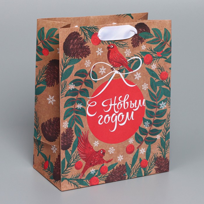 Пакет крафтовый вертикальный «Новогоднее мгновение», MS 18 × 23 × 10 см - Фото 1