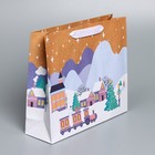 Пакет крафтовый вертикальный «Праздничный город», M 30 × 26 × 9 см - фото 804999552