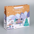 Пакет крафтовый вертикальный «Праздничный город», M 30 × 26 × 9 см - фото 804999553