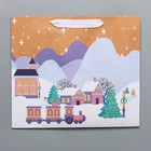 Пакет крафтовый вертикальный «Праздничный город», M 30 × 26 × 9 см - фото 804999555