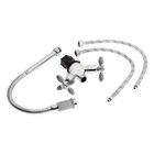 Смеситель для кухни ZEIN ZC2031, гибкий излив, кран-букса латунь 1/2", серый/хром - фото 22970119