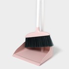 Щётка для пола с совком Доляна: щётка 29×84 см, совок 25×23×77 см, металлическая ручка, цвет розовый - фото 26534516