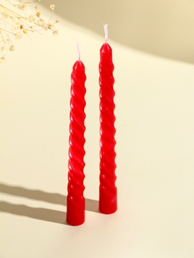 Набор свечей витых, 1.5?15 см, 2 шт., красный (комплект 4 шт)