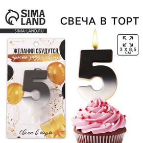 

Свеча-цифра в торт «5», чёрно-белый