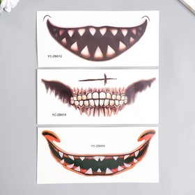 Татуировка на тело цветная "Ужасы. Страшные зубы" МИКС 24х10,5 см